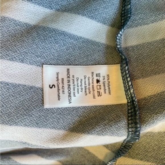 Lularoe Cardigan open front duster with pockets blue white stripe size Small S - Picture 4 of 5